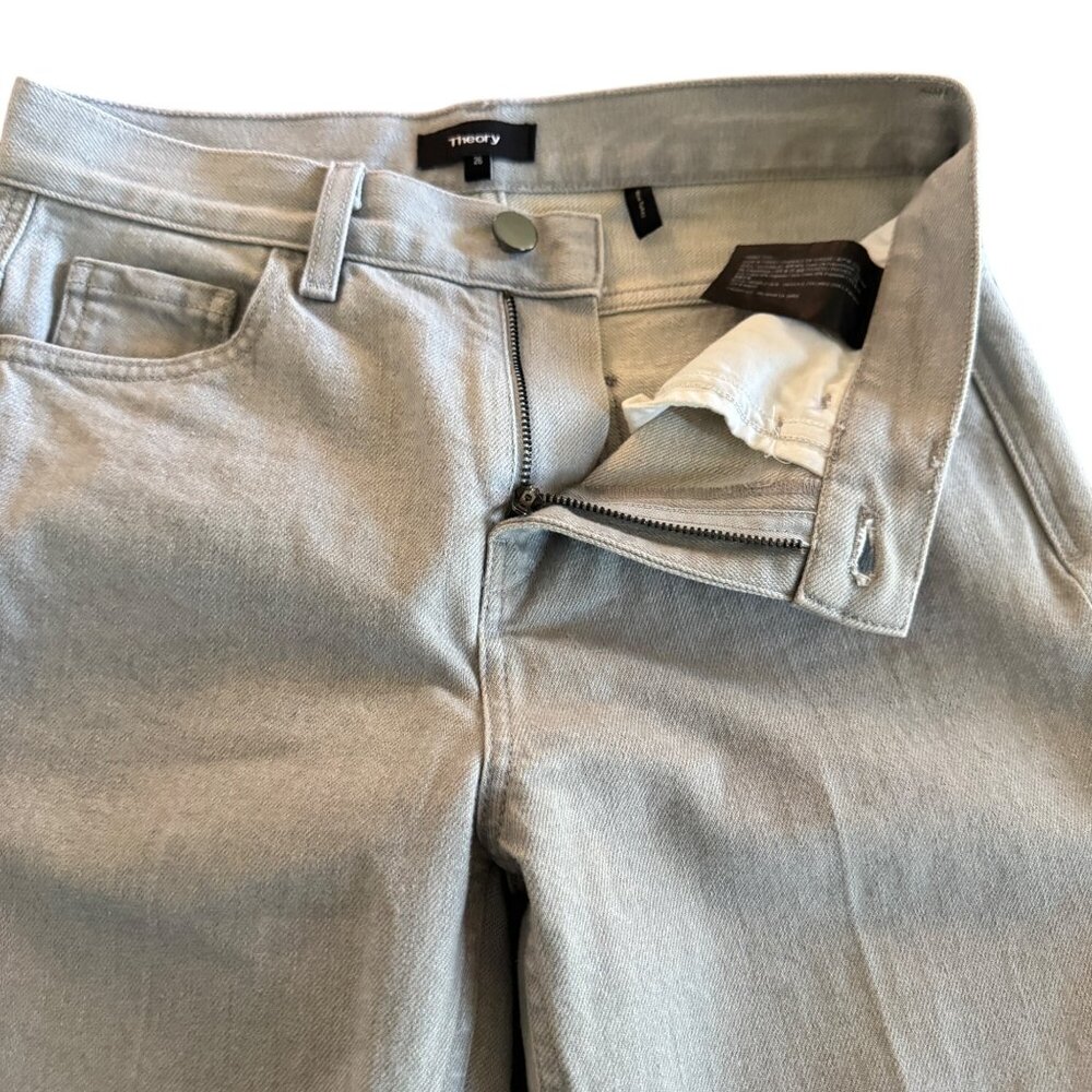 Theory Treeca Straight-Leg Mid Rise Cotton Blend Women's Gray Jeans Size 26 NWOT - Picture 4 of 11
